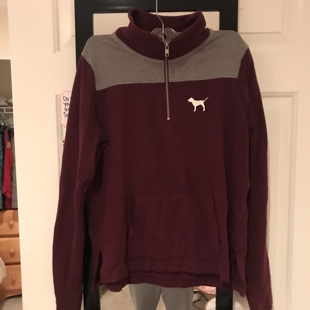 PINK MAROON QUARTER ZIP